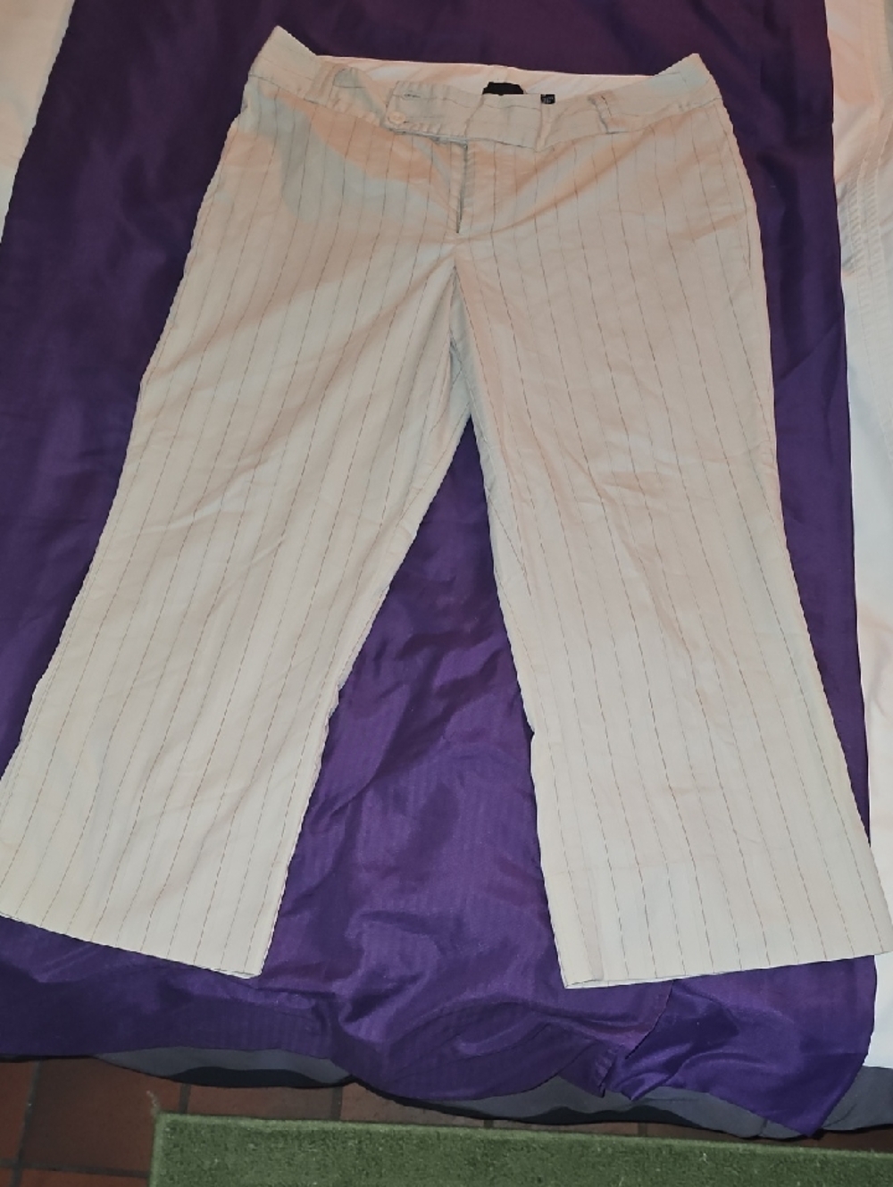 Women's Light Beige Pinstripe Capris
